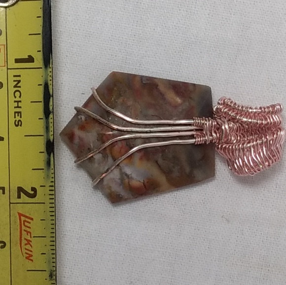 Pentagon Shaped Crazy Lace Agate Pendant - Picture 3 of 8